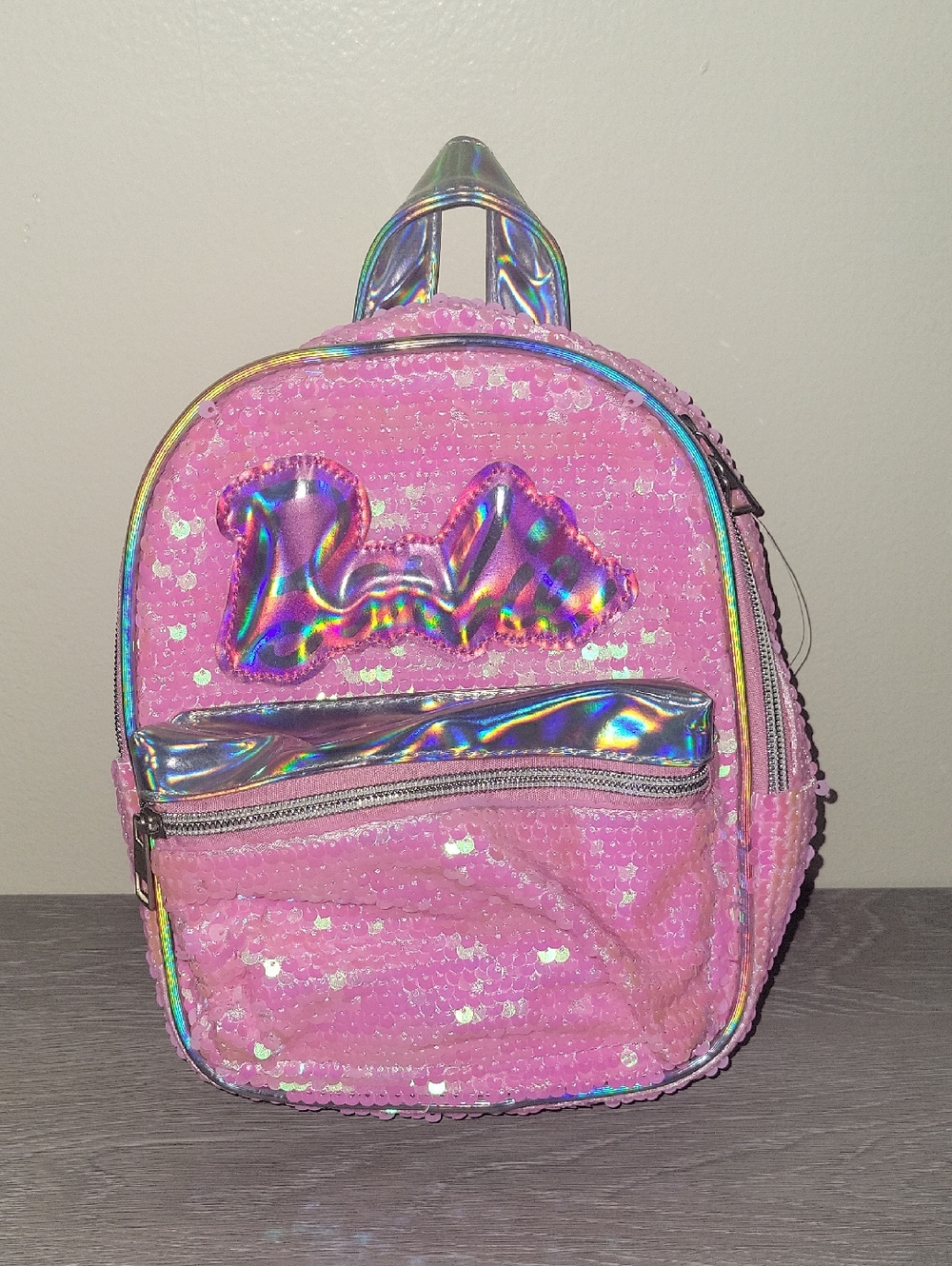 Mattel Barbie Pink Sequin Backpack with Holographic Accents NWOT